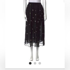 Vince Metallic Embroidered Long Silk Skirt